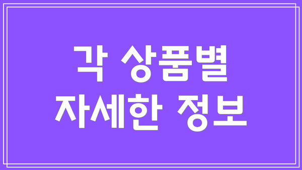 각 상품별 자세한 정보