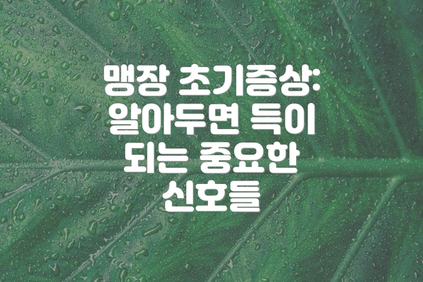 맹장 초기증상: 알아두면 득이 되는 중요한 신호들