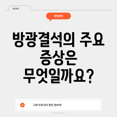 방광결석의 주요 증상은 무엇일까요?