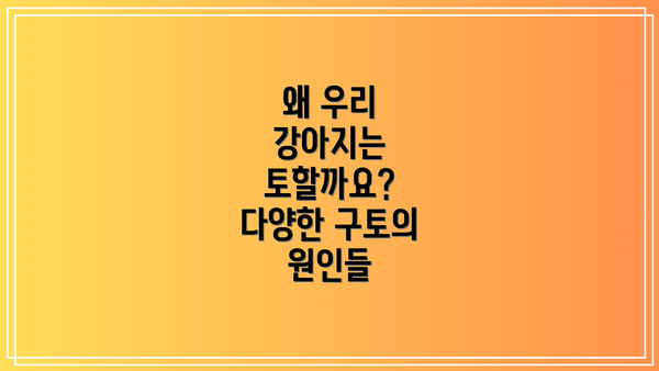 왜 우리 강아지는 토할까요? 다양한 구토의 원인들