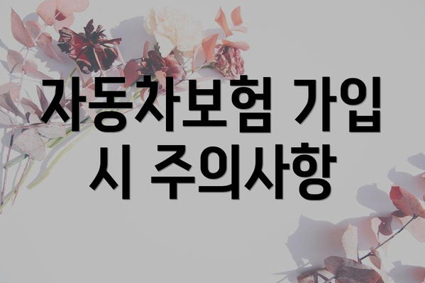 자동차보험 가입 시 주의사항