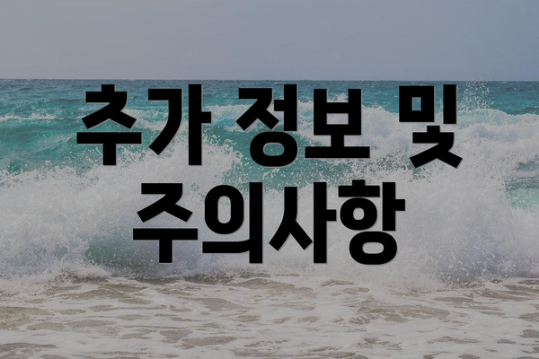 추가 정보 및 주의사항