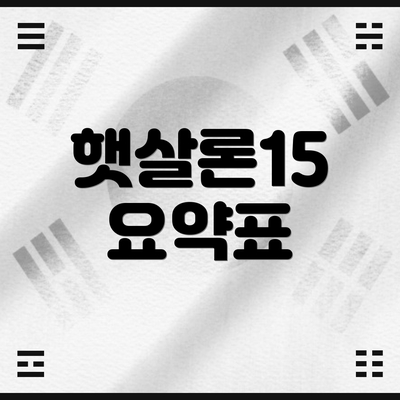햇살론15 요약표