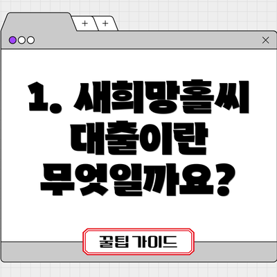 1. 새희망홀씨대출이란 무엇일까요?
