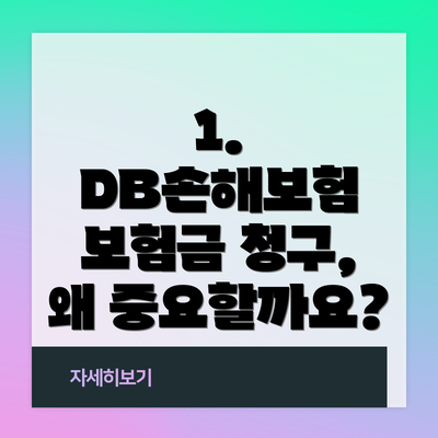 1. DB손해보험 보험금 청구, 왜 중요할까요?
