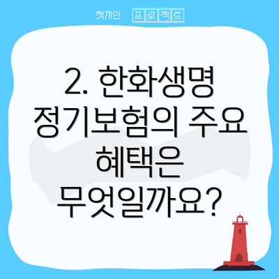 2. 한화생명 정기보험의 주요 혜택은 무엇일까요?