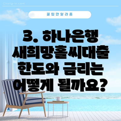3. 하나은행 새희망홀씨대출 한도와 금리는 어떻게 될까요?