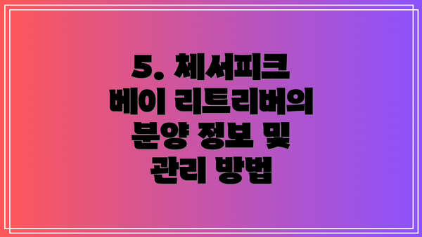 5. 체서피크 베이 리트리버의 분양 정보 및 관리 방법