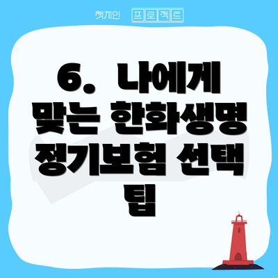 6.  나에게 맞는 한화생명 정기보험 선택 팁