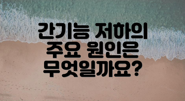 간기능 저하의 주요 원인은 무엇일까요?