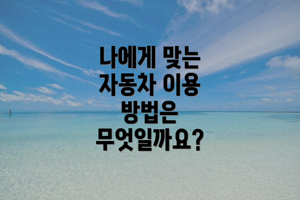 나에게 맞는 자동차 이용 방법은 무엇일까요?