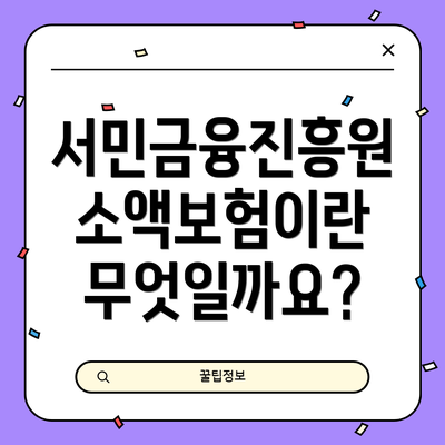 서민금융진흥원 소액보험이란 무엇일까요?