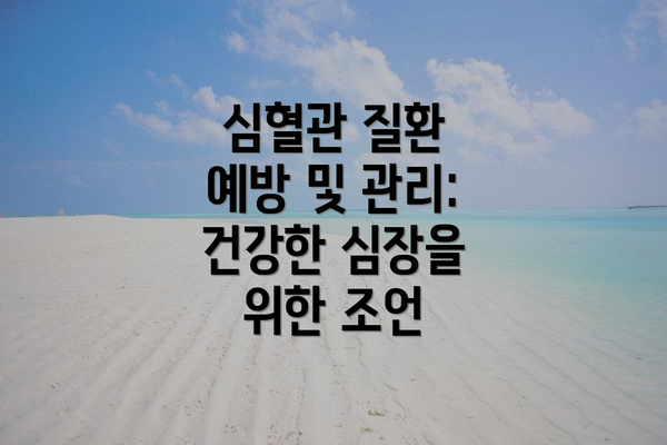 심혈관 질환 예방 및 관리: 건강한 심장을 위한 조언
