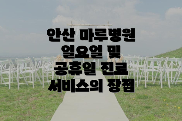 안산 마루병원 일요일 및 공휴일 진료 서비스의 장점