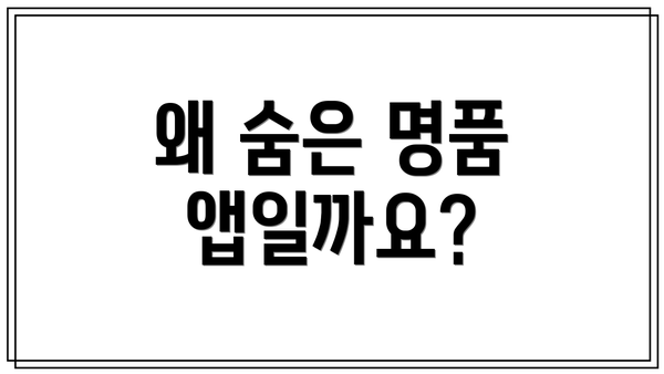 왜 숨은 명품 앱일까요?