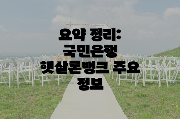 요약 정리: 국민은행 햇살론뱅크 주요 정보