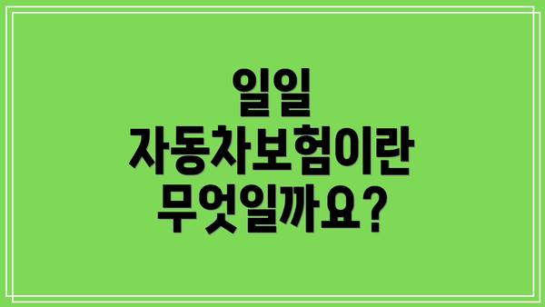 일일 자동차보험이란 무엇일까요?