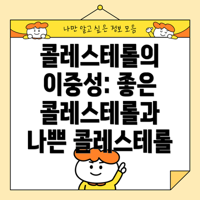콜레스테롤의 이중성: 좋은 콜레스테롤과 나쁜 콜레스테롤