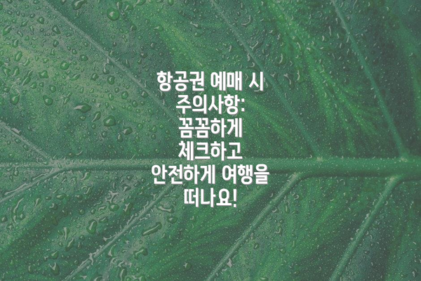 항공권 예매 시 주의사항:  꼼꼼하게 체크하고 안전하게 여행을 떠나요!