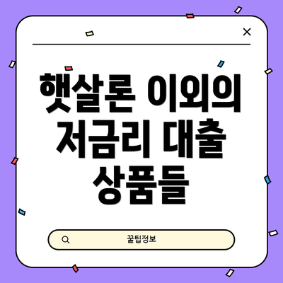 햇살론 이외의 저금리 대출 상품들