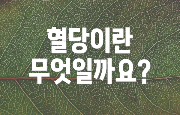 혈당이란 무엇일까요?