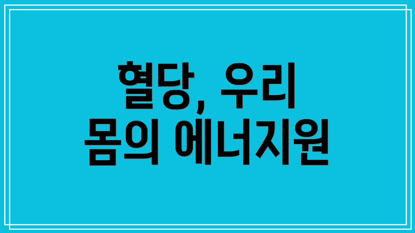 혈당, 우리 몸의 에너지원