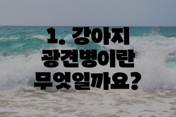 1. 강아지 광견병이란 무엇일까요?