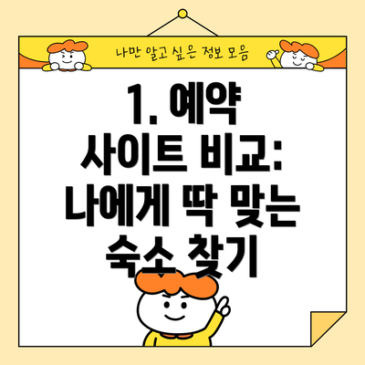 1. 예약 사이트 비교: 나에게 딱 맞는 숙소 찾기