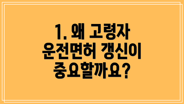 1. 왜 고령자 운전면허 갱신이 중요할까요?
