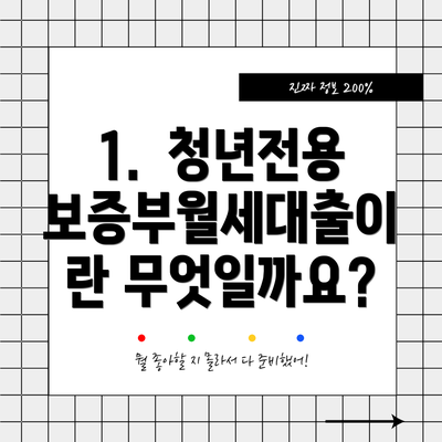 1. 청년전용 보증부월세대출이란 무엇일까요?