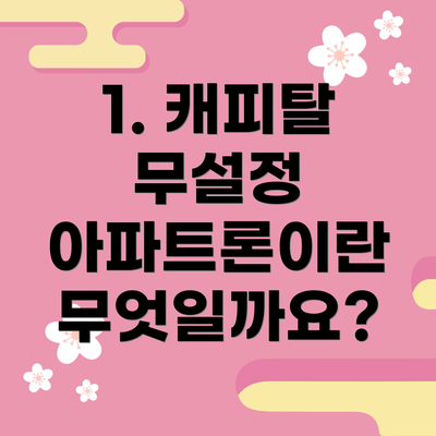 1. 캐피탈 무설정 아파트론이란 무엇일까요?