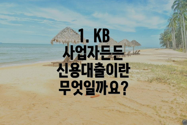 1. KB 사업자든든 신용대출이란 무엇일까요?