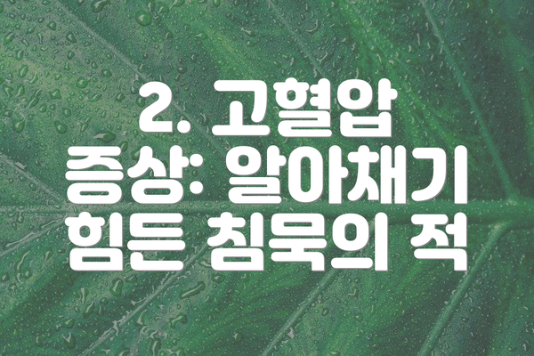2. 고혈압 증상: 알아채기 힘든 침묵의 적