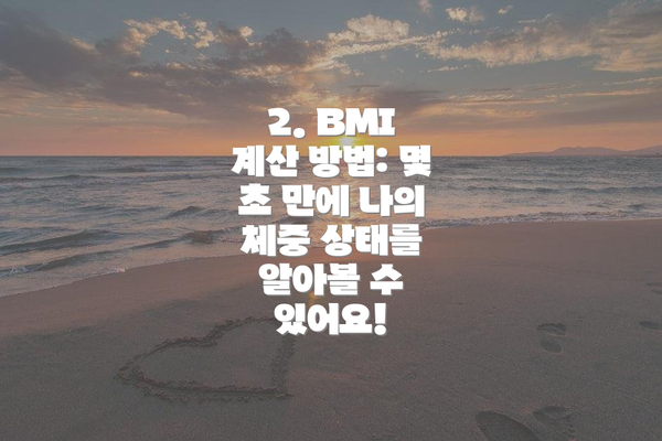 2. BMI 계산 방법: 몇 초 만에 나의 체중 상태를 알아볼 수 있어요!