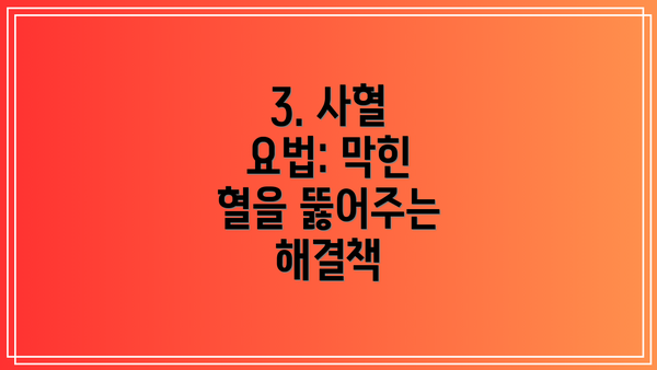 3. 사혈 요법: 막힌 혈을 뚫어주는 해결책