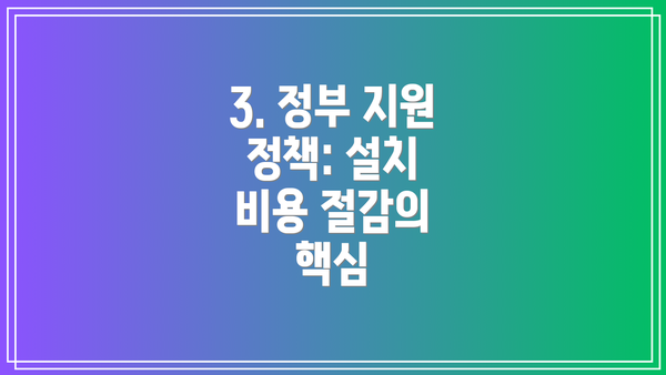 3. 정부 지원 정책: 설치 비용 절감의 핵심