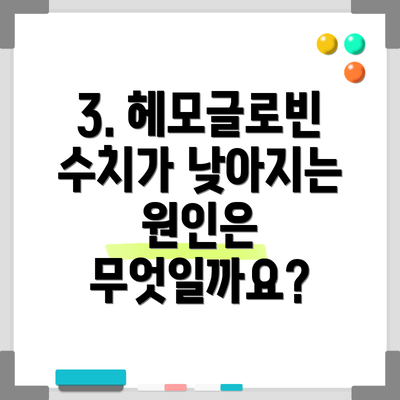3. 헤모글로빈 수치가 낮아지는 원인은 무엇일까요?