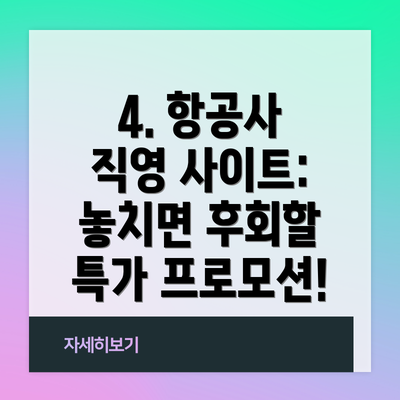 4. 항공사 직영 사이트:  놓치면 후회할 특가 프로모션!