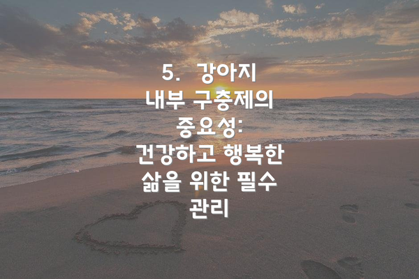 5.  강아지 내부 구충제의 중요성: 건강하고 행복한 삶을 위한 필수 관리
