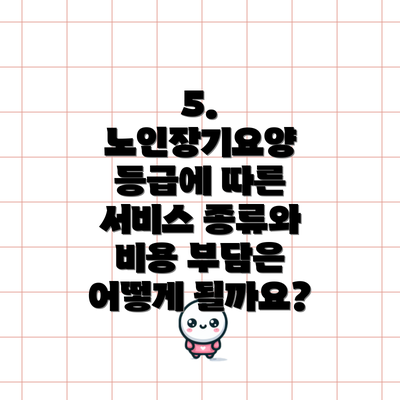 5. 노인장기요양 등급에 따른 서비스 종류와 비용 부담은 어떻게 될까요?