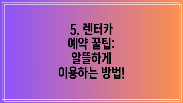 5. 렌터카 예약 꿀팁:  알뜰하게 이용하는 방법!
