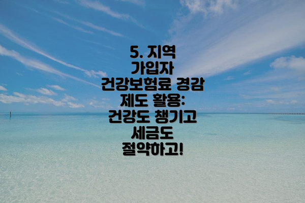 5. 지역 가입자 건강보험료 경감 제도 활용: 건강도 챙기고 세금도 절약하고!