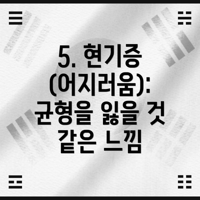 5. 현기증 (어지러움): 균형을 잃을 것 같은 느낌