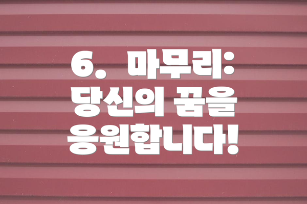 6.  마무리:  당신의 꿈을 응원합니다!
