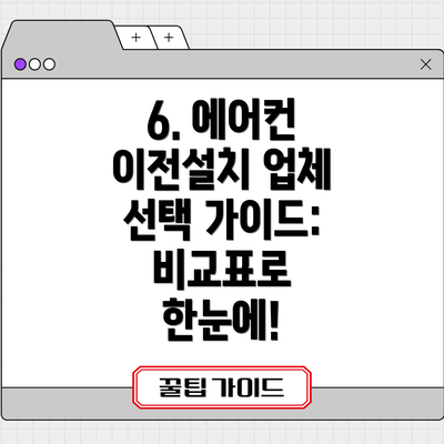 6. 에어컨 이전설치 업체 선택 가이드:  비교표로 한눈에!