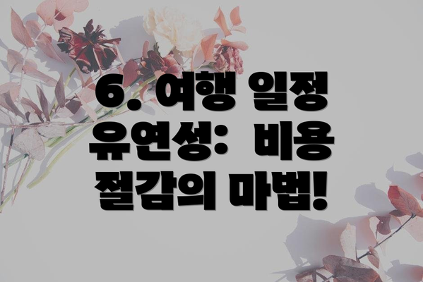 6. 여행 일정 유연성:  비용 절감의 마법!