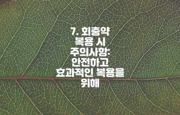 7. 회충약 복용 시 주의사항: 안전하고 효과적인 복용을 위해