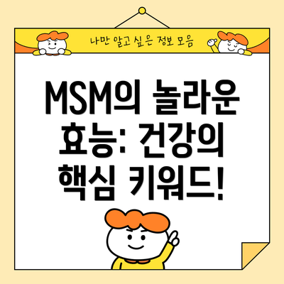 MSM의 놀라운 효능: 건강의 핵심 키워드!