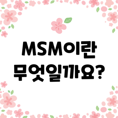 MSM이란 무엇일까요?