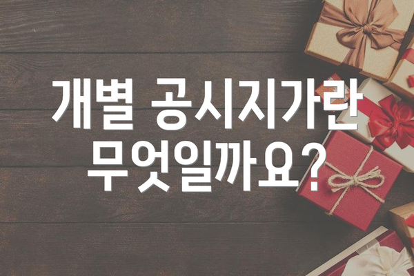 개별 공시지가란 무엇일까요?